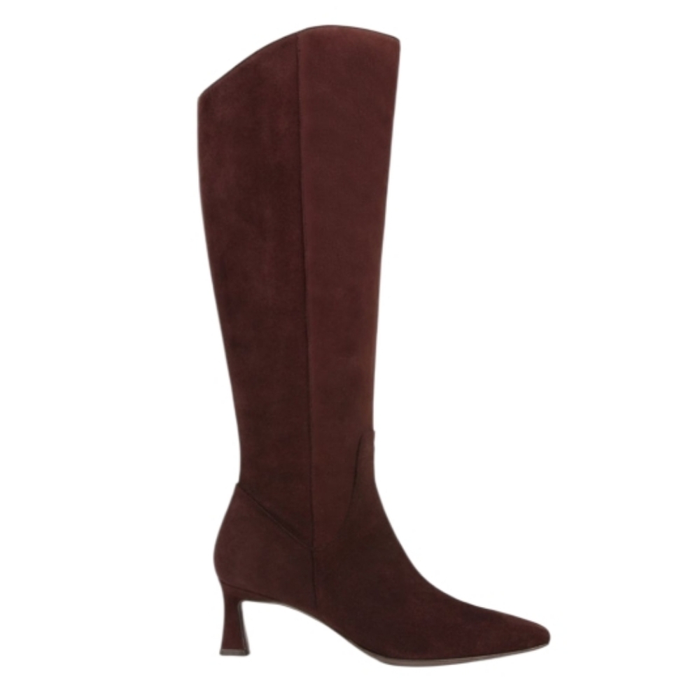 Naturalizer Dark Brown Suede Women's Deesha Wide CaIf Knee High Dress Heel Boots - Picture 4 of 8